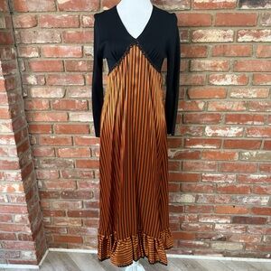 Vintage Whimsygoth Black and Orange Striped Dress